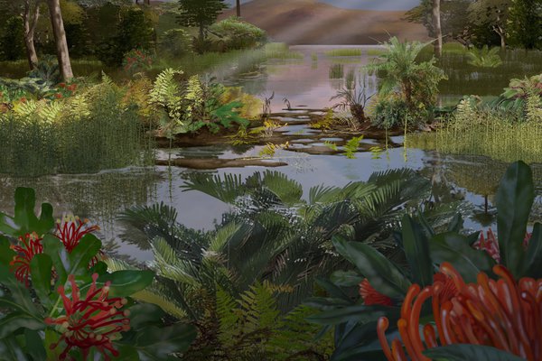 Artist's impression of the mesozoic era