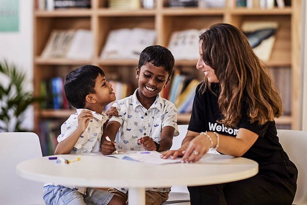 Kids with members staff