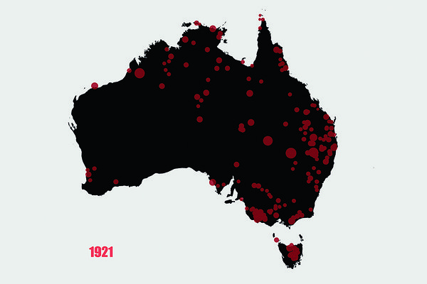 Map of colonial frontier massacres