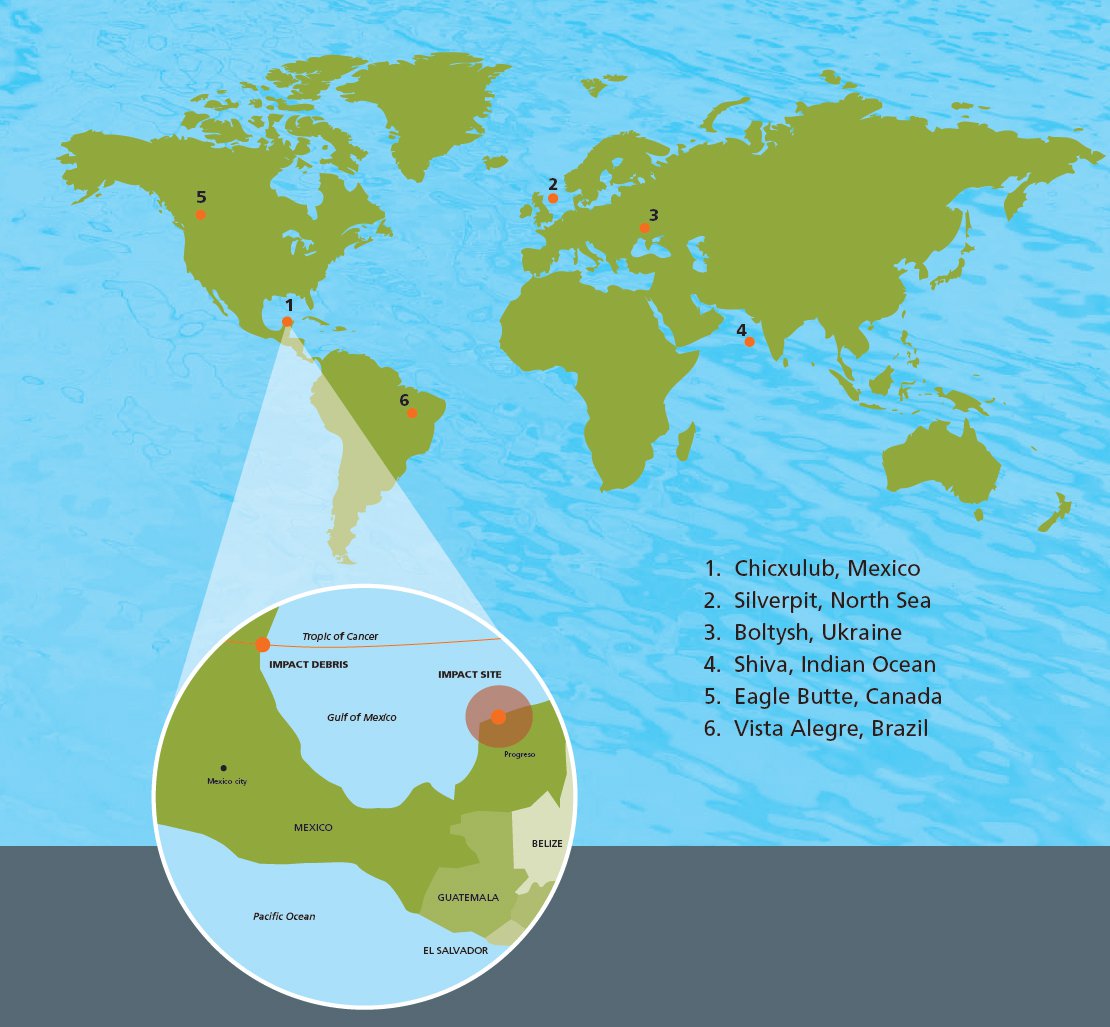 Meteorite impact site map