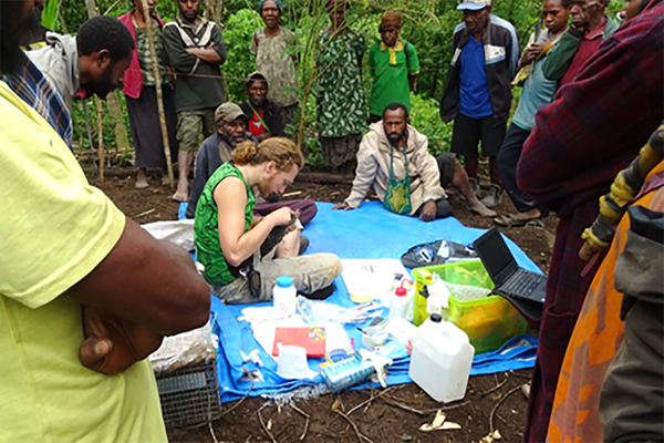 Dr František Vejmělka studying flightless mammals captured in the mountain ranges of Papua New Guinea